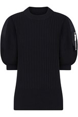 Sacai S/S KNIT PULLOVER ZIP DETAIL SLEEVE BLACK